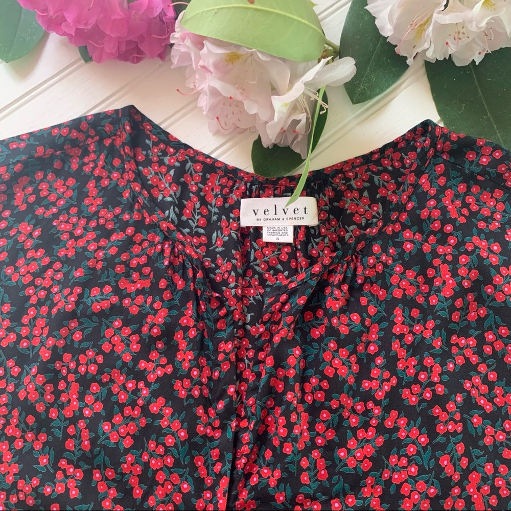 Velvet by Graham & Spencer Floral Ruffle Top